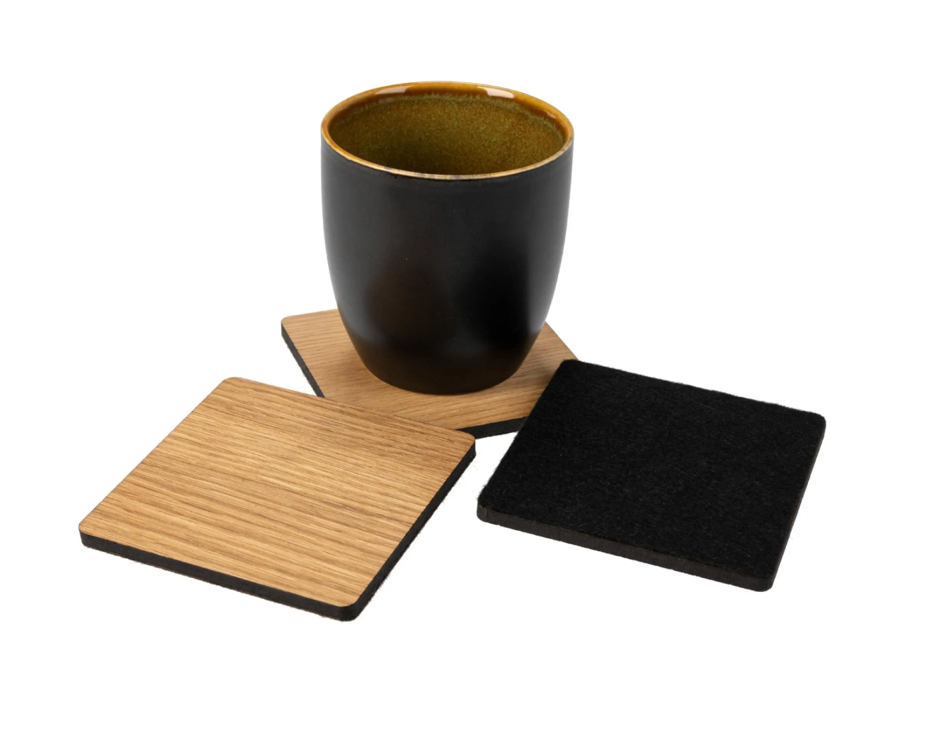 Eichenholz-Untersetzer mit Filzrücken (5er-Set)